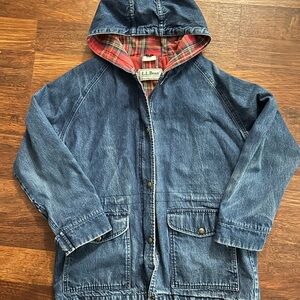 L.L. Bean Blue Denim Jacket with Red Plaid Lining